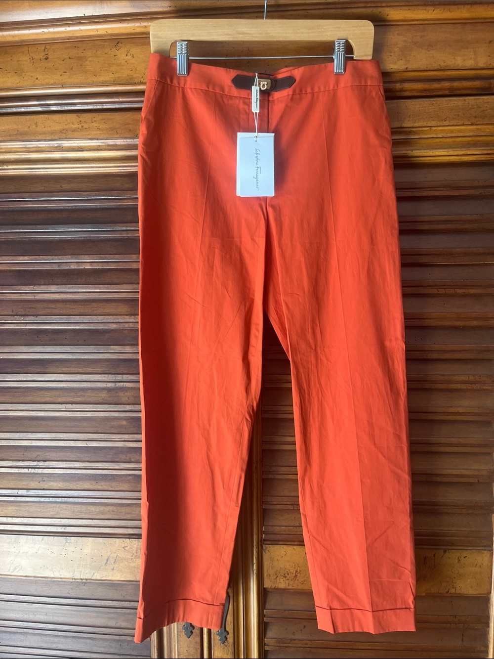 Salvatore Ferragamo Rust Orange (Ruggine) Straight-Leg crop pant